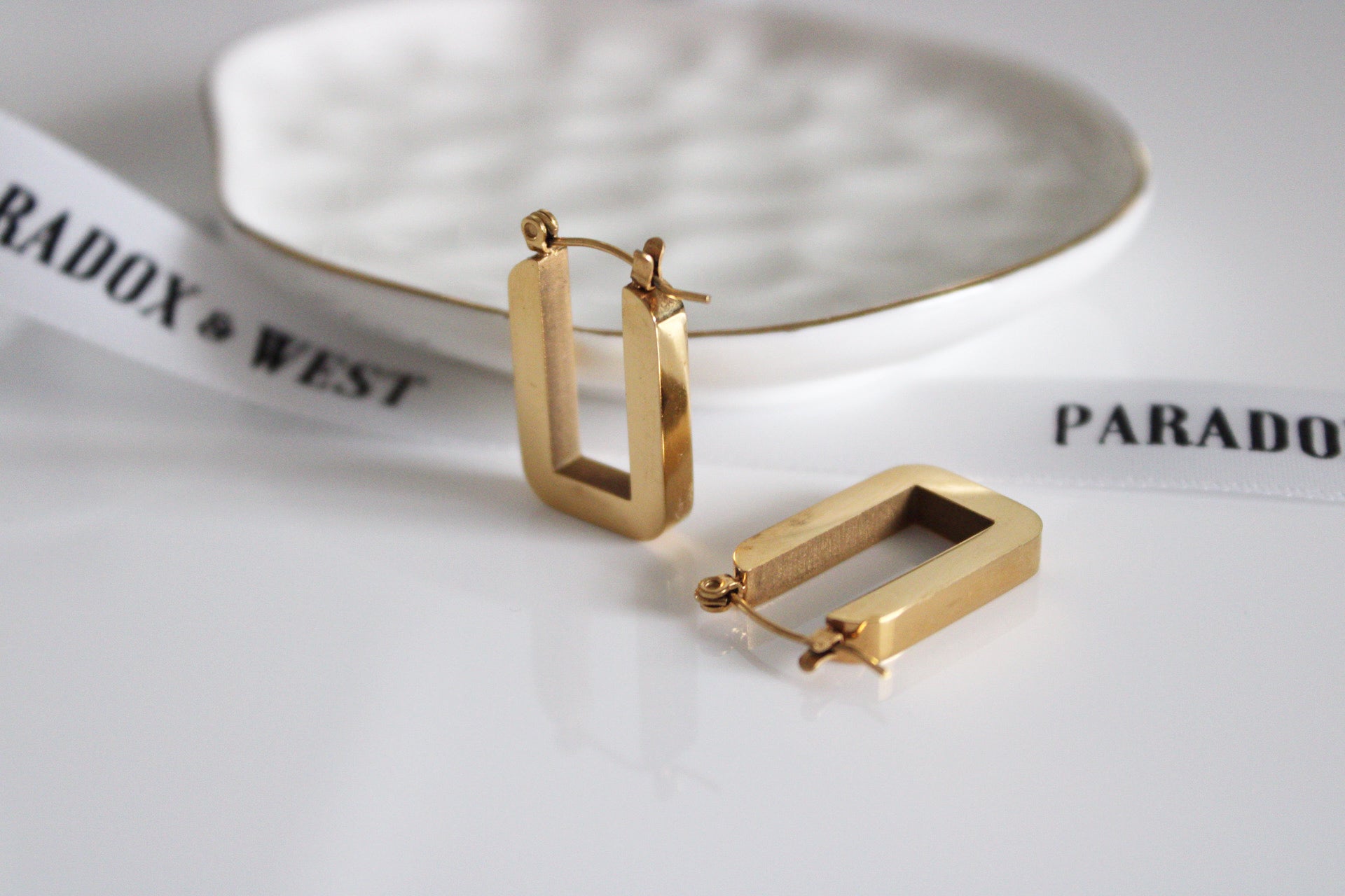 Retro Square Hoop Earrings | Gold