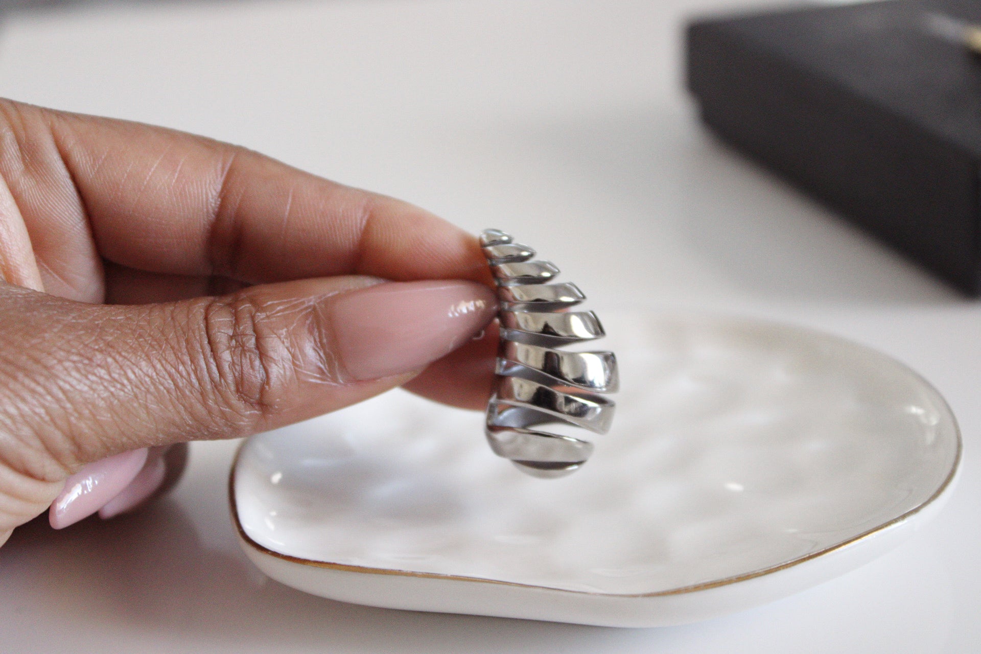 Twisted Croissant Drop Earrings | Silver