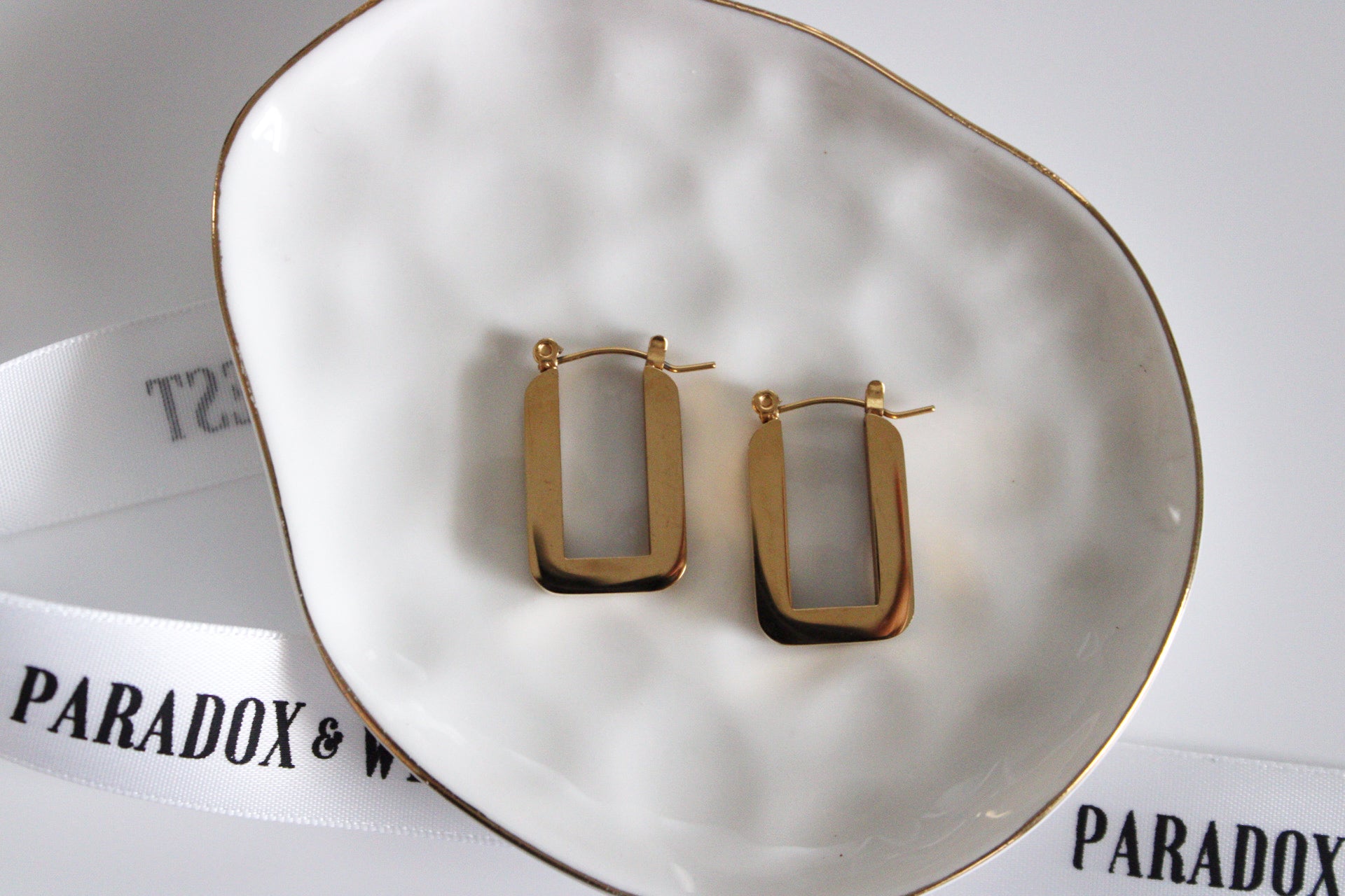 Retro Square Hoop Earrings | Gold