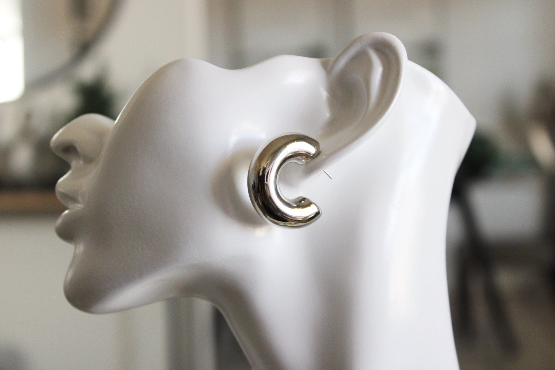 Chunky Thick Earrings | Silver