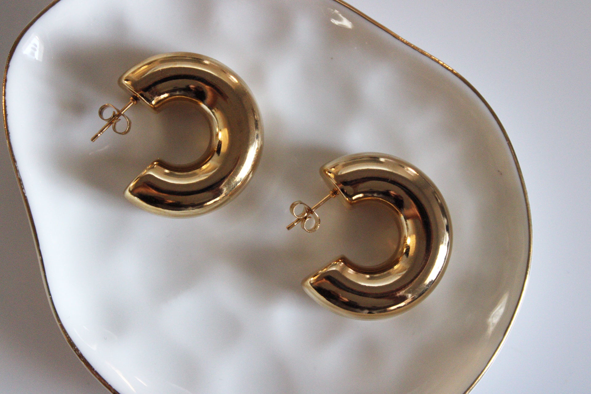 Chunky Thick Earrings | Gold