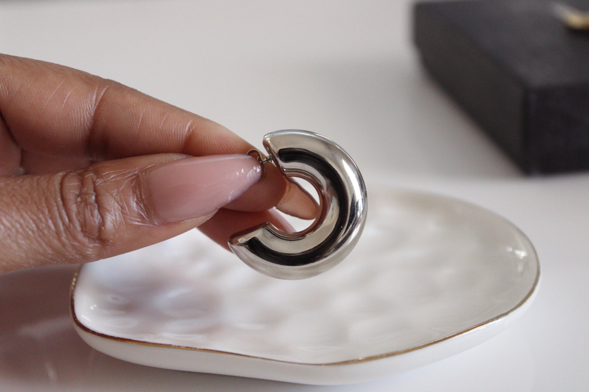 Chunky Thick Earrings | Silver