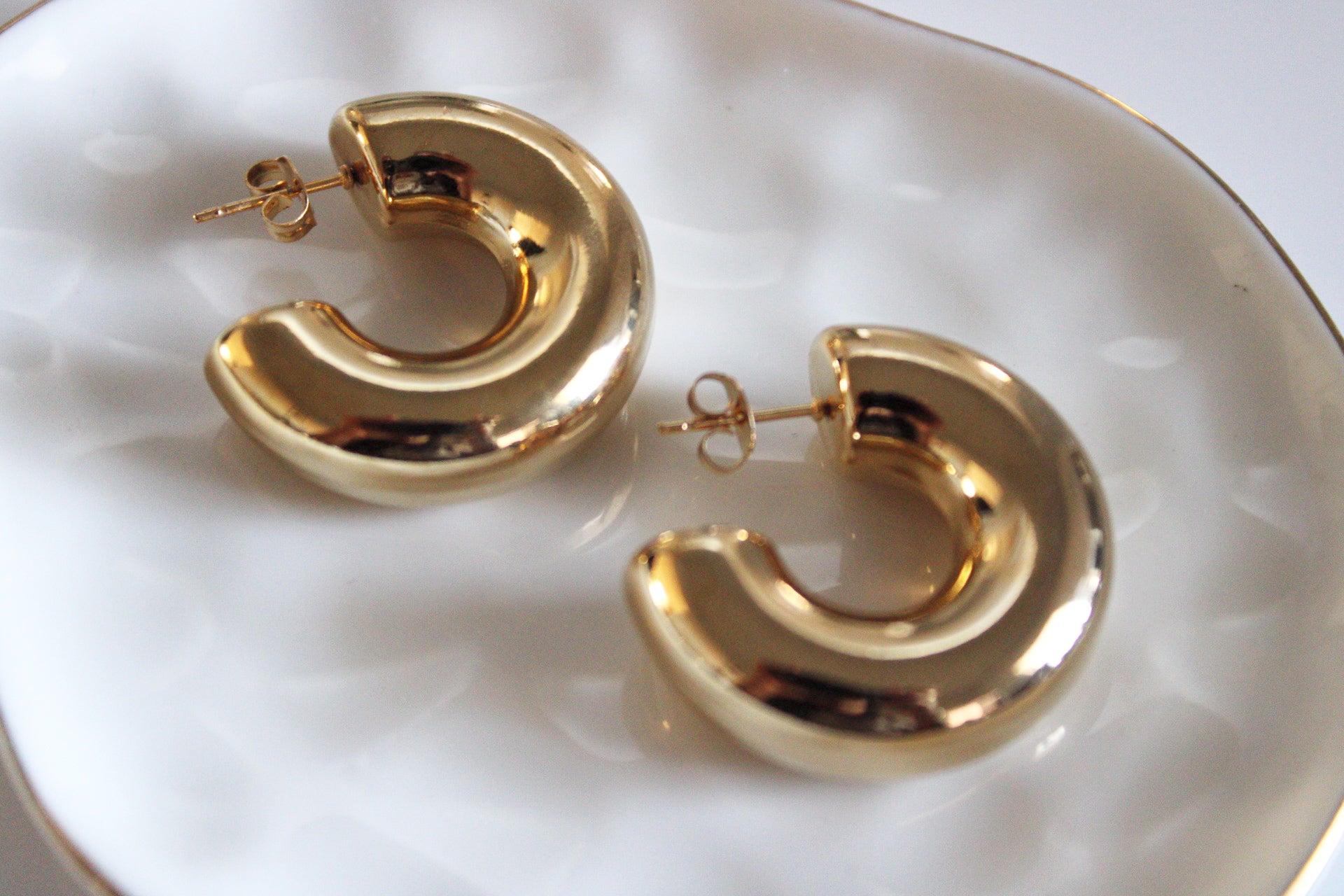 Chunky Thick Earrings | Gold