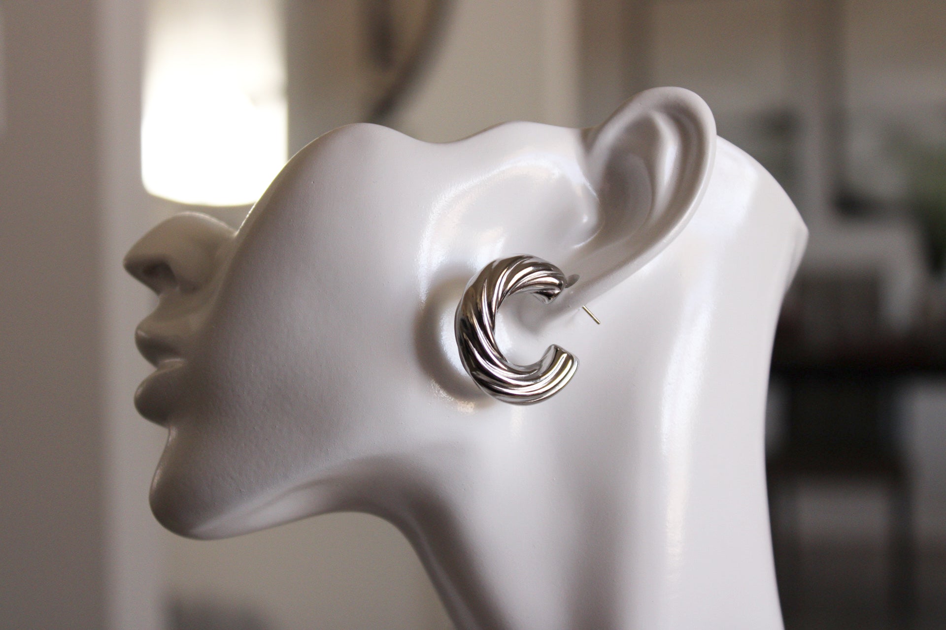 Chunky Ridge Earrings | Silver