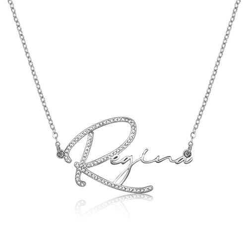 Pave Letter Script Name Necklace
