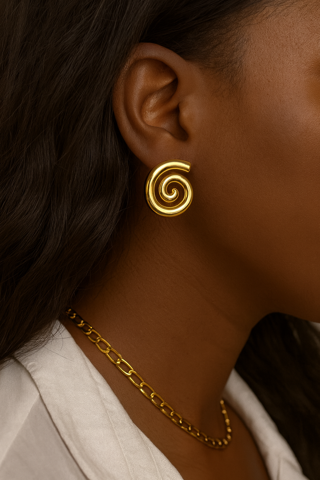 Spiral Gold Stud Earrings