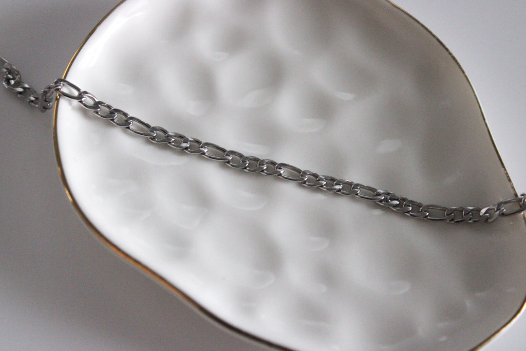 Figaro Chain Anklet | Silver