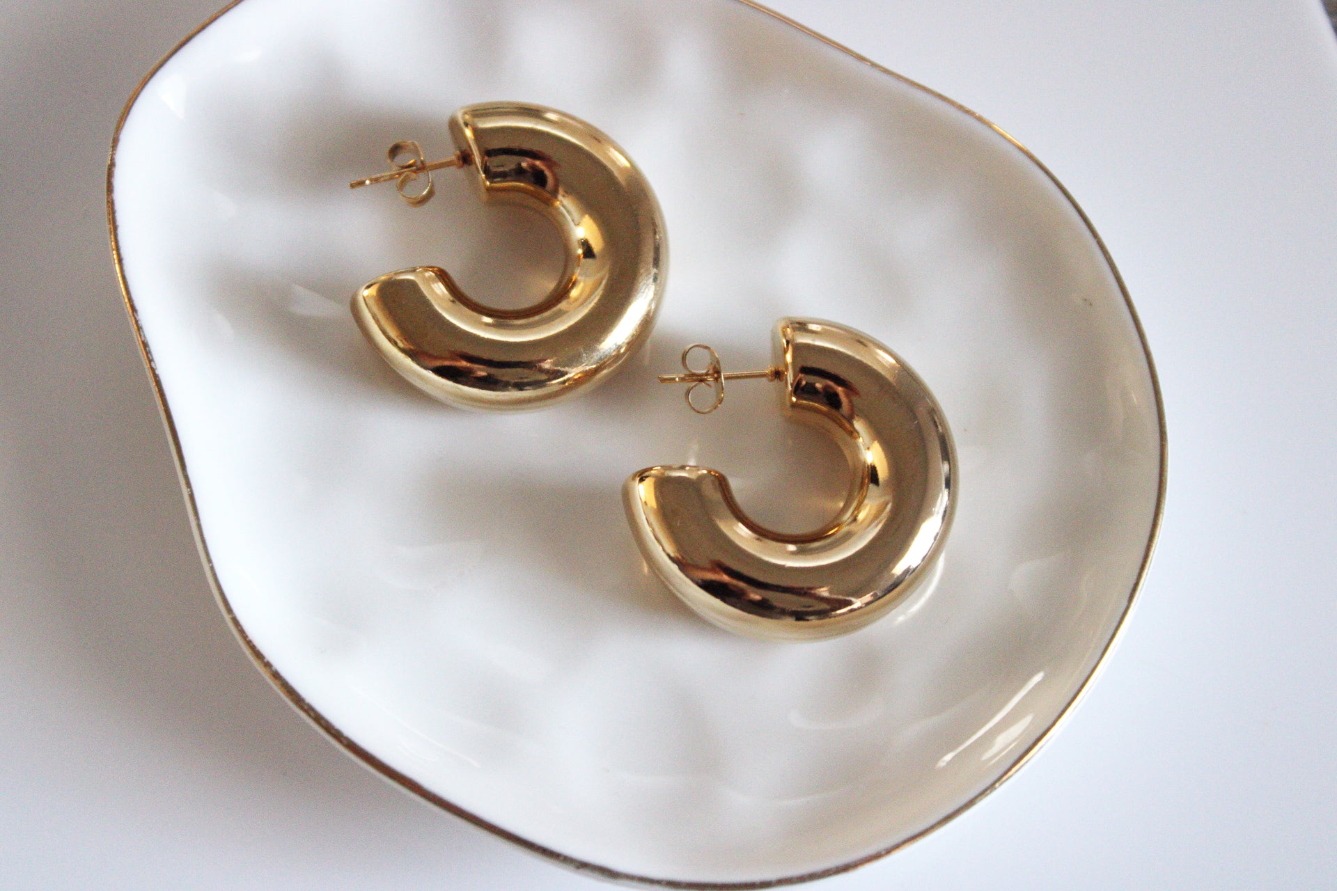 Chunky Thick Earrings | Gold