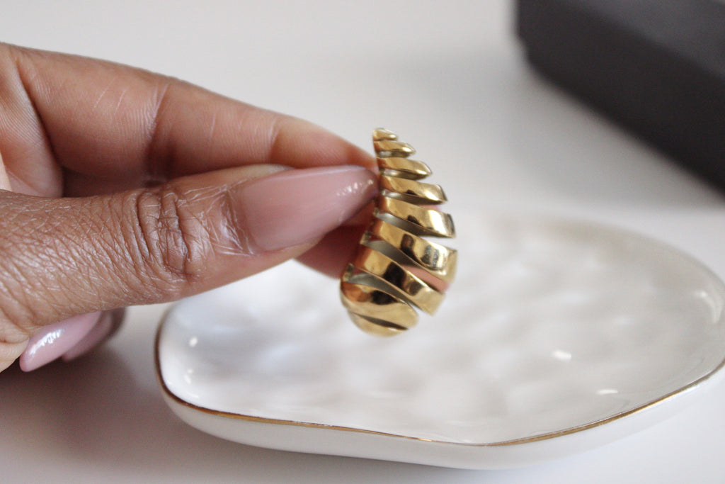 Twisted Croissant Drop Earrings | Gold