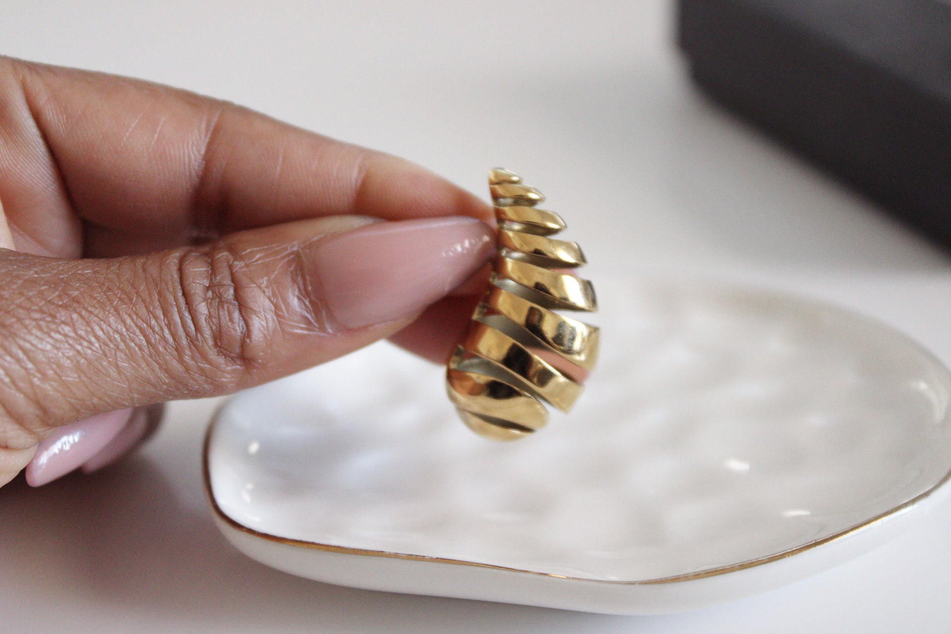 Twisted Croissant Drop Earrings | Gold