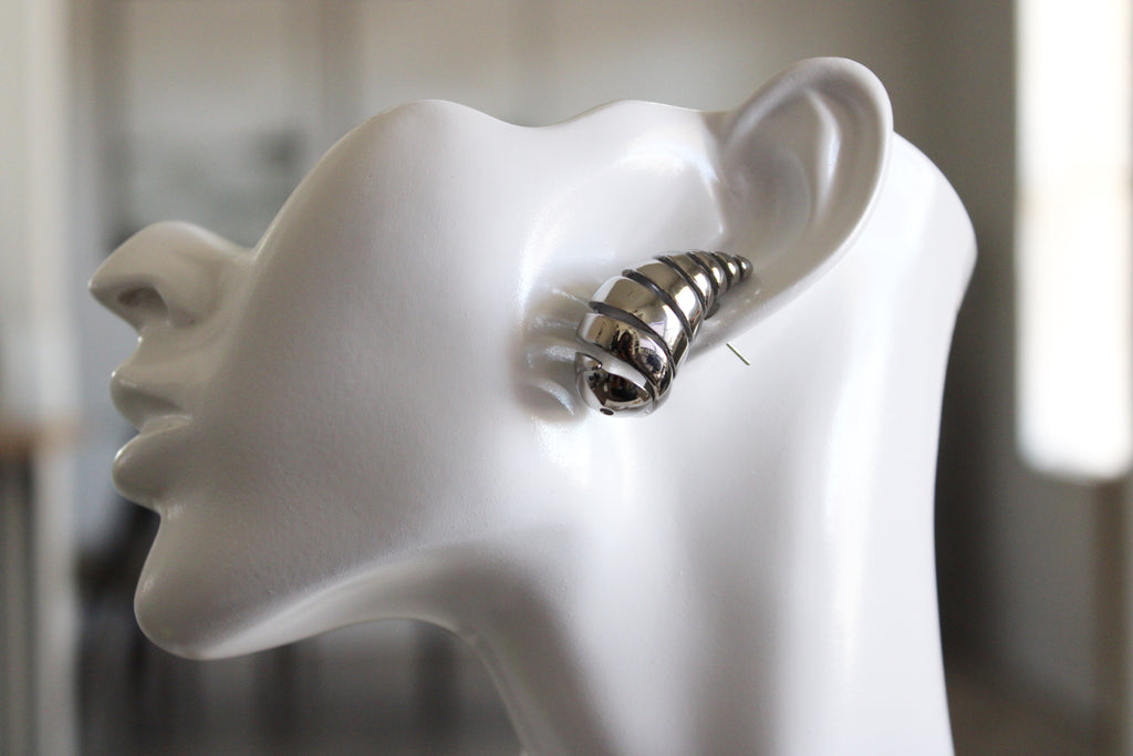 Twisted Croissant Drop Earrings | Silver