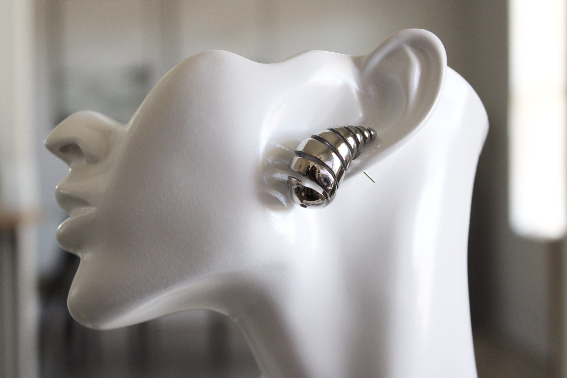 Twisted Croissant Drop Earrings | Silver