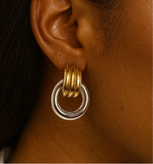 Rope Stud Earrings | Mixed Metal