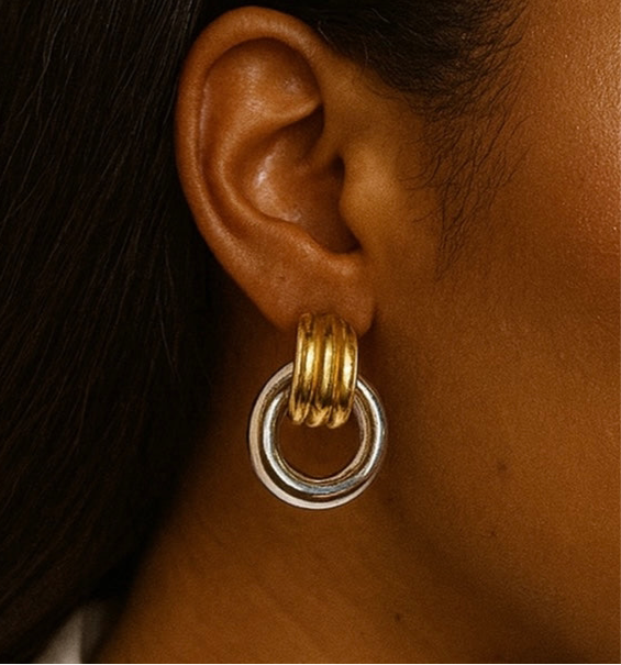 Rope Stud Earrings | Mixed Metal