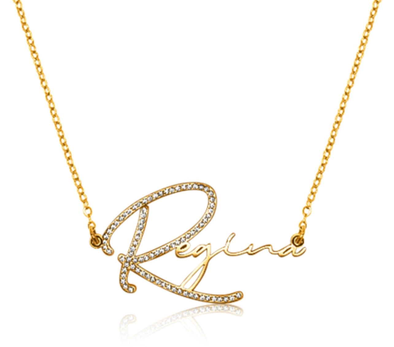 Pave Letter Script Name Necklace