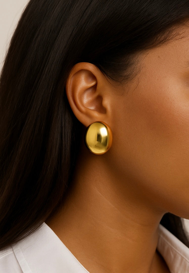 Oversized Oval Stud Earrings | Gold