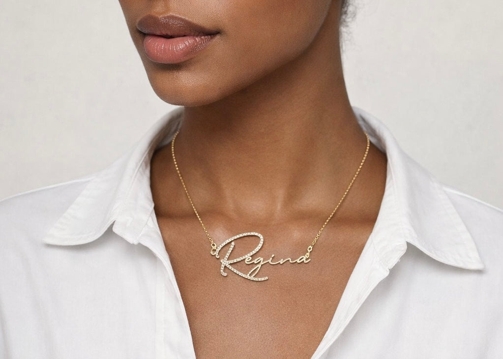 Pave Letter Script Name Necklace