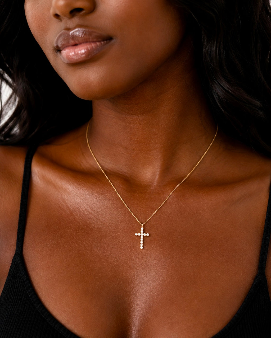 Dainty Pave Cross Necklace