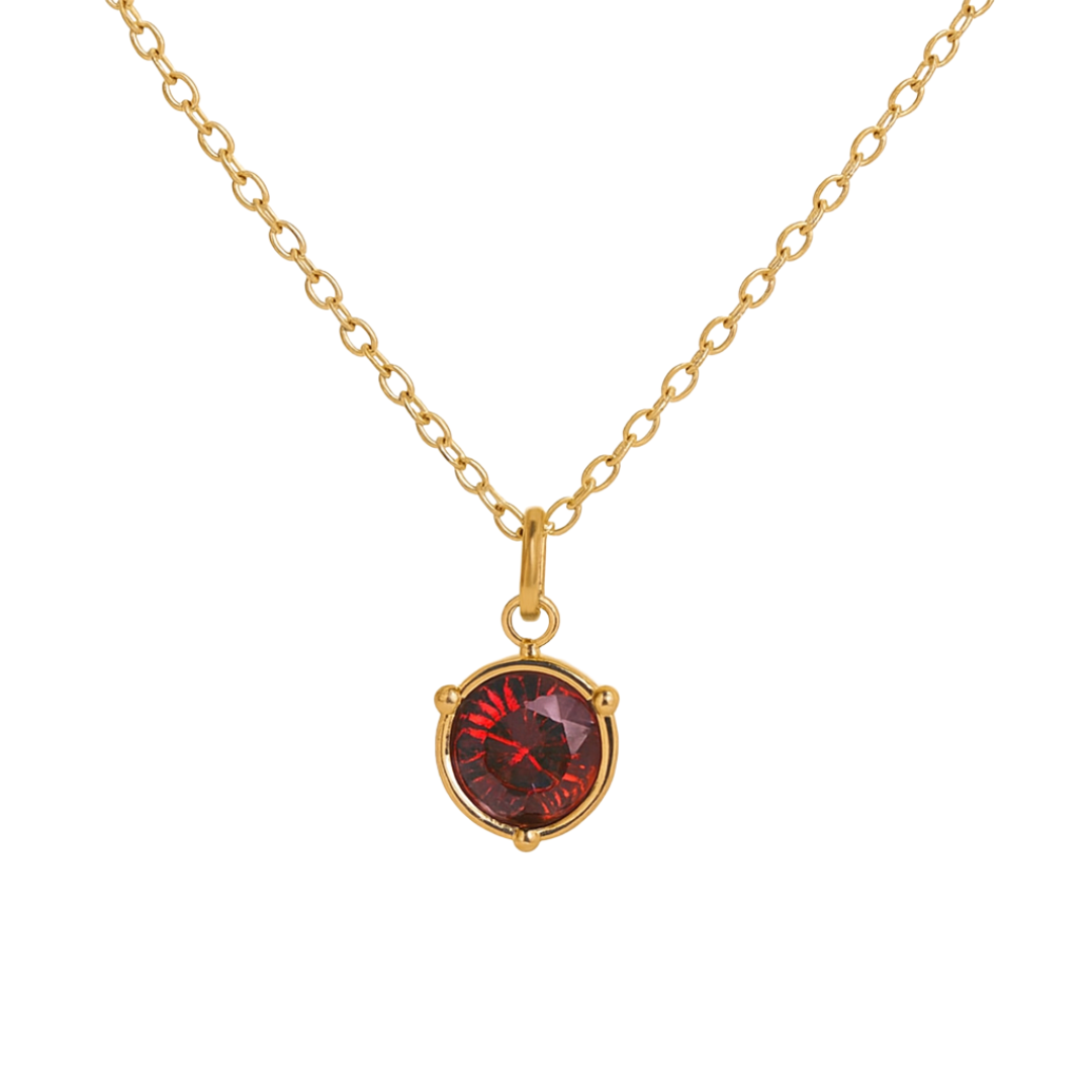 Birthstone Necklace | Classic Round Pendant