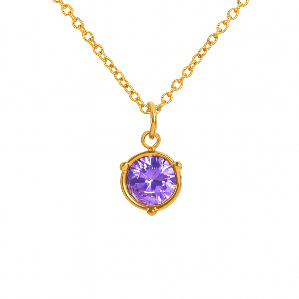 Birthstone Necklace | Classic Round Pendant