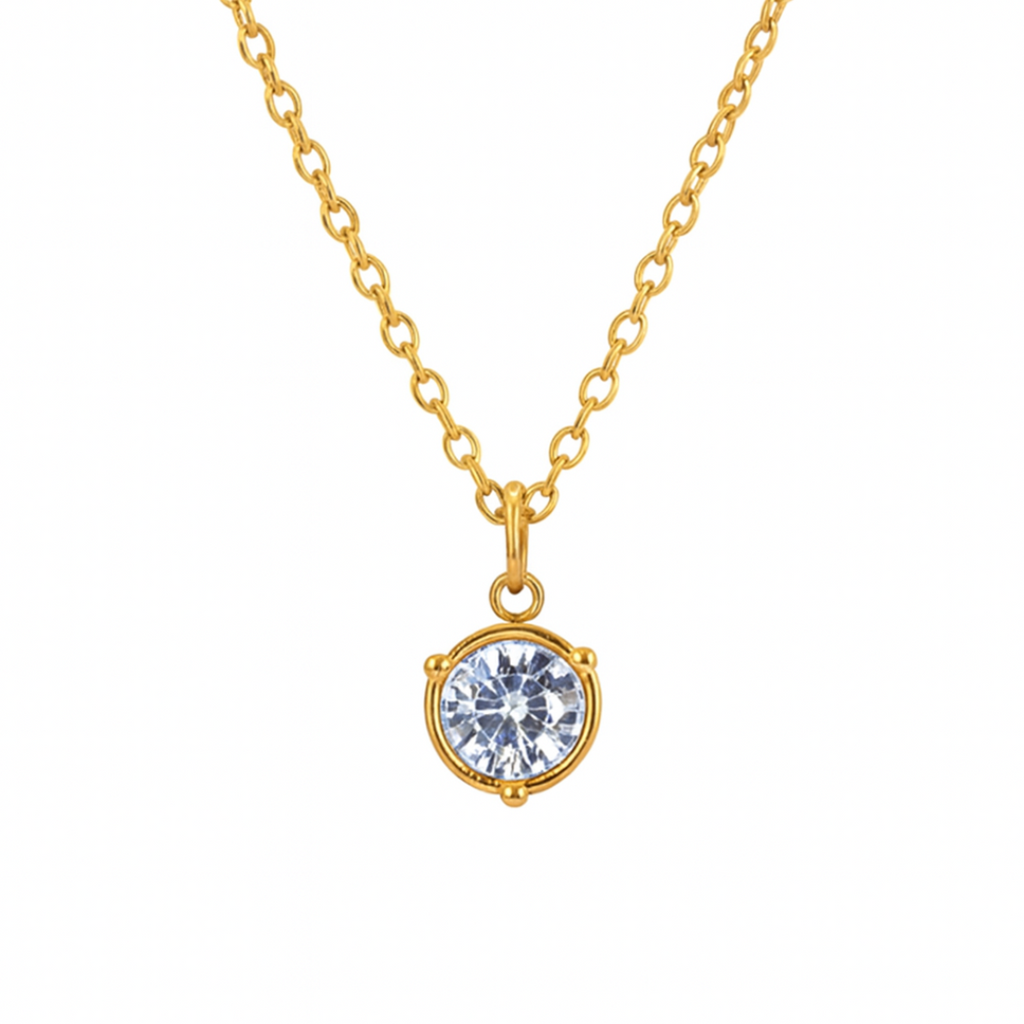 Birthstone Necklace | Classic Round Pendant