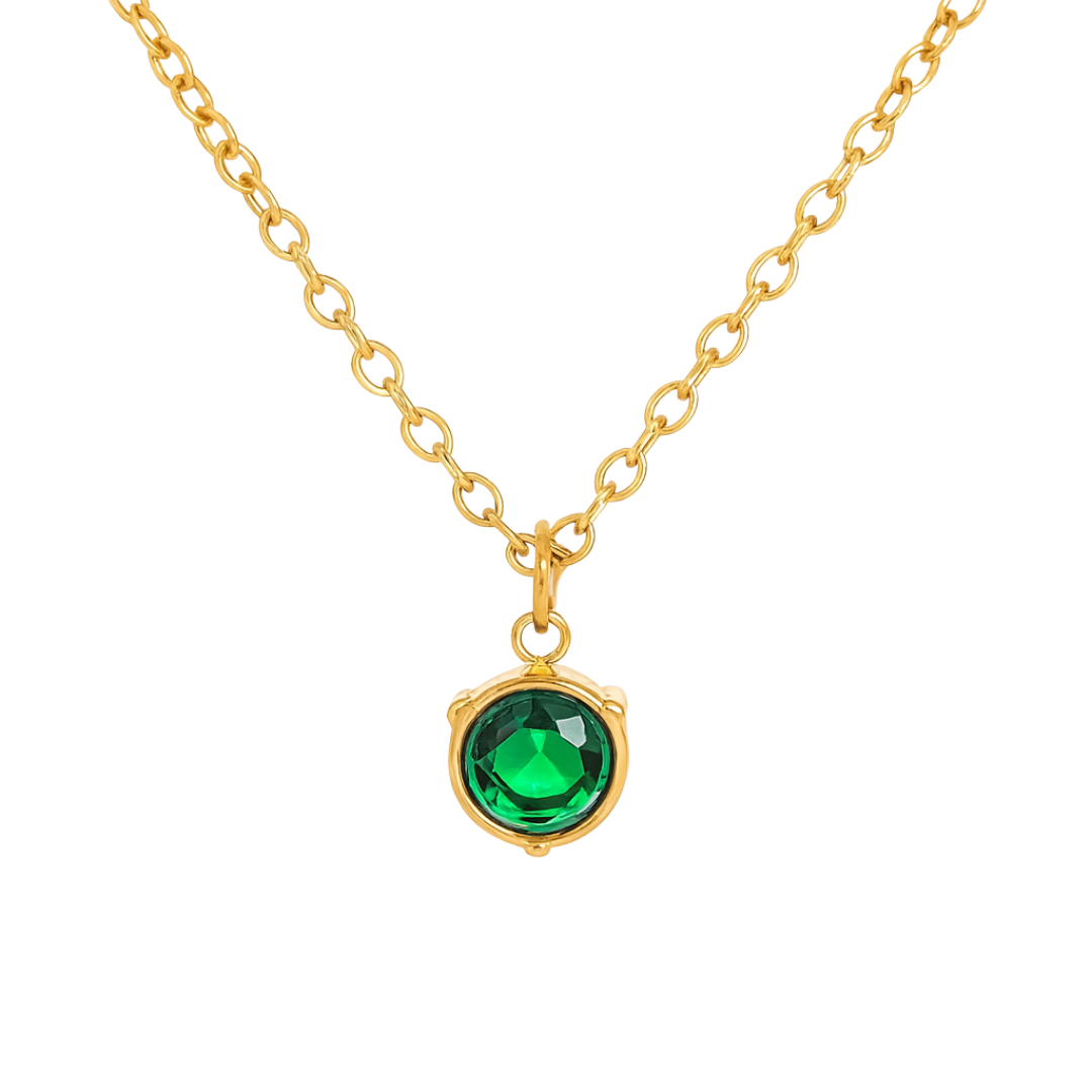 Birthstone Necklace | Classic Round Pendant