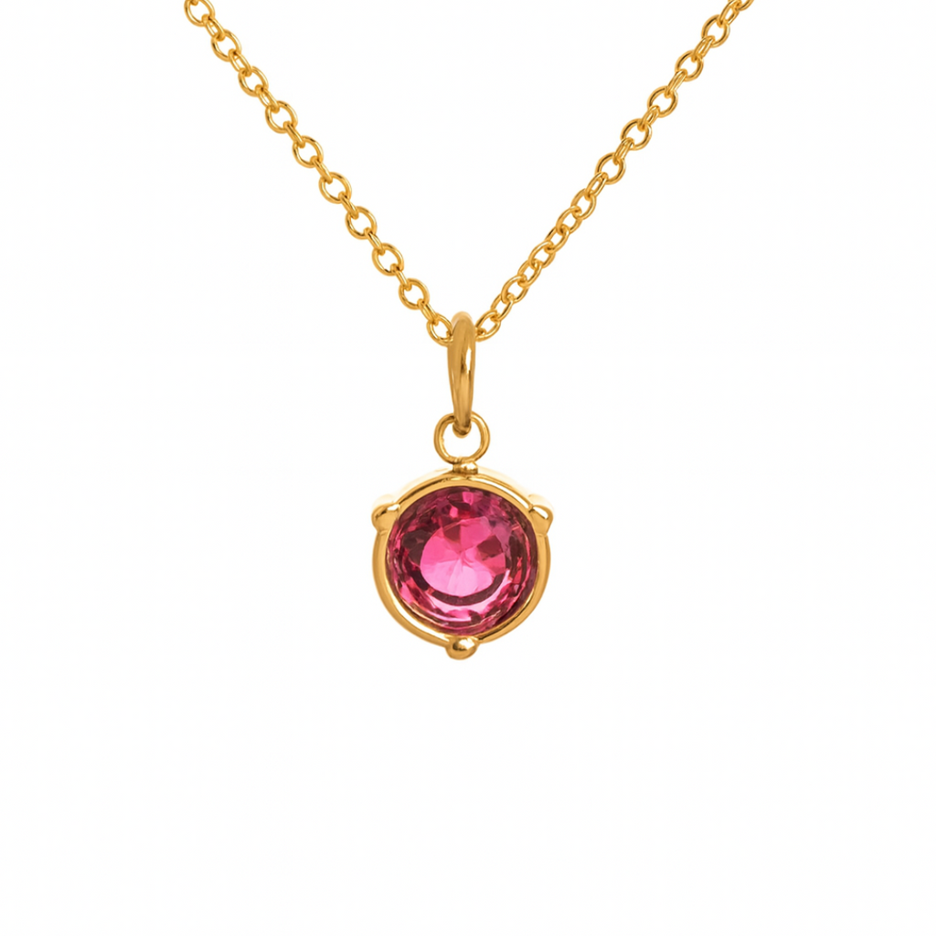 Birthstone Necklace | Classic Round Pendant