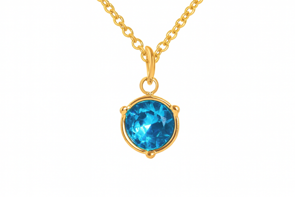 Birthstone Necklace | Classic Round Pendant