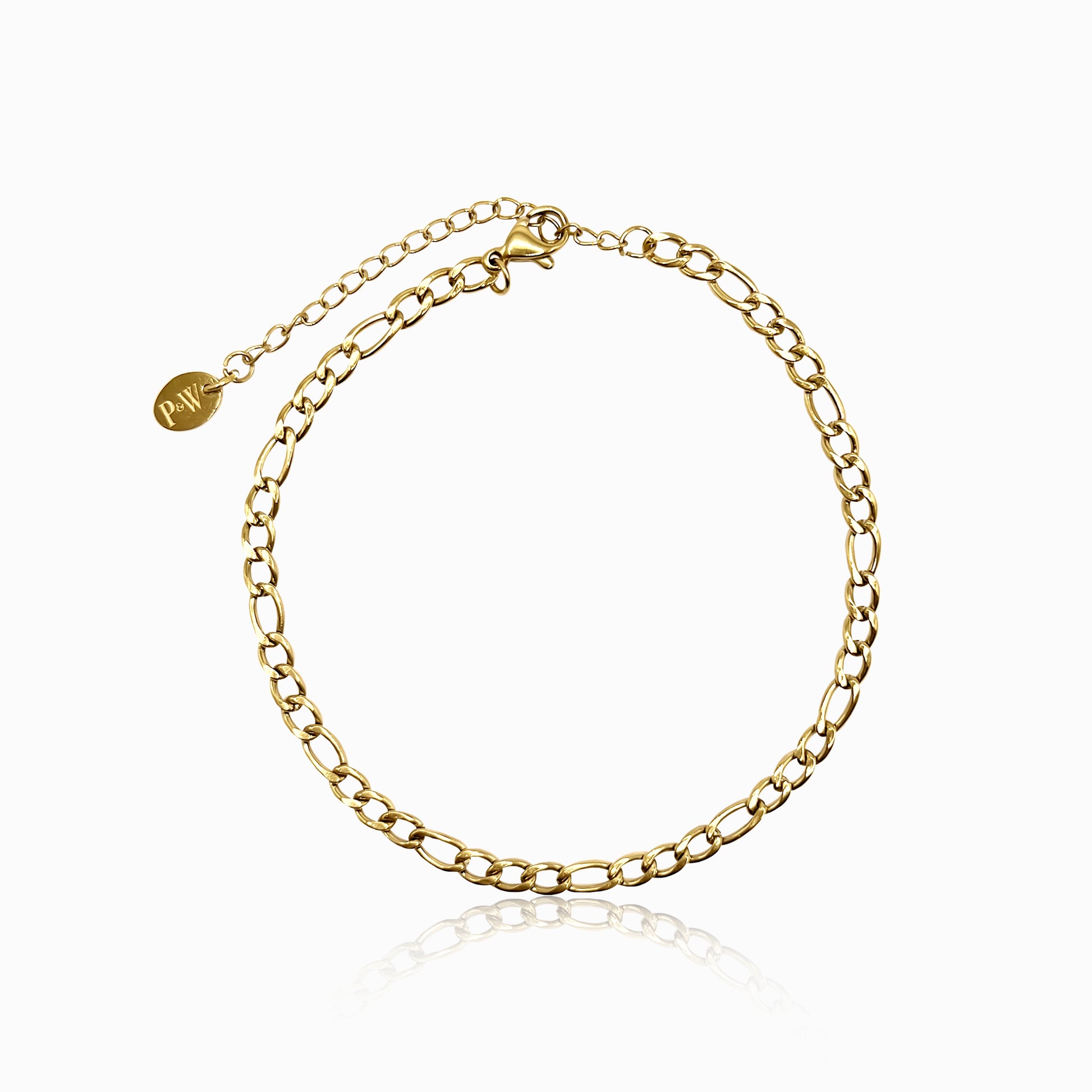 Figaro Chain Anklet | Gold