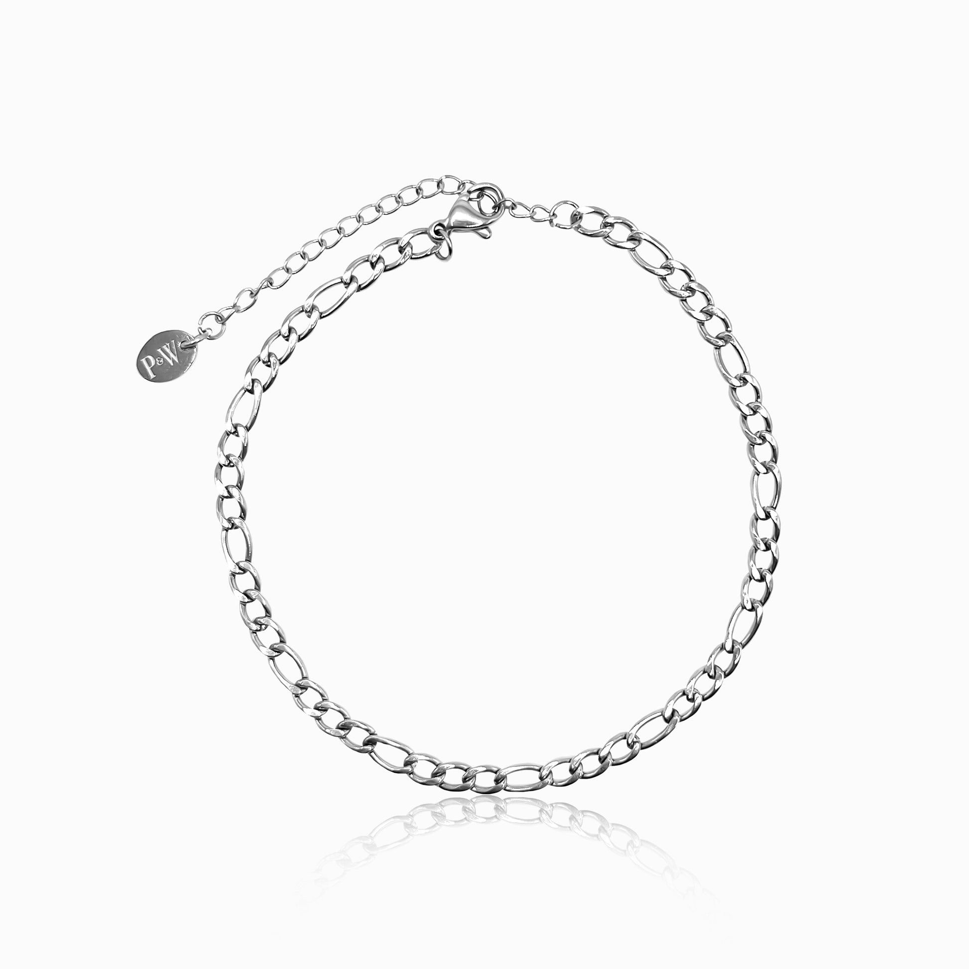 Figaro Chain Anklet | Silver