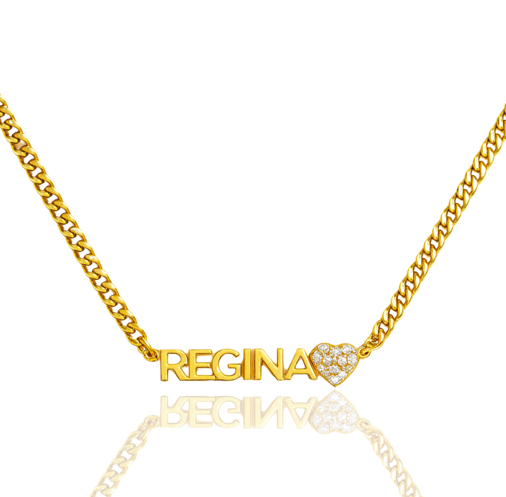 Name Necklace w/ Bling Heart