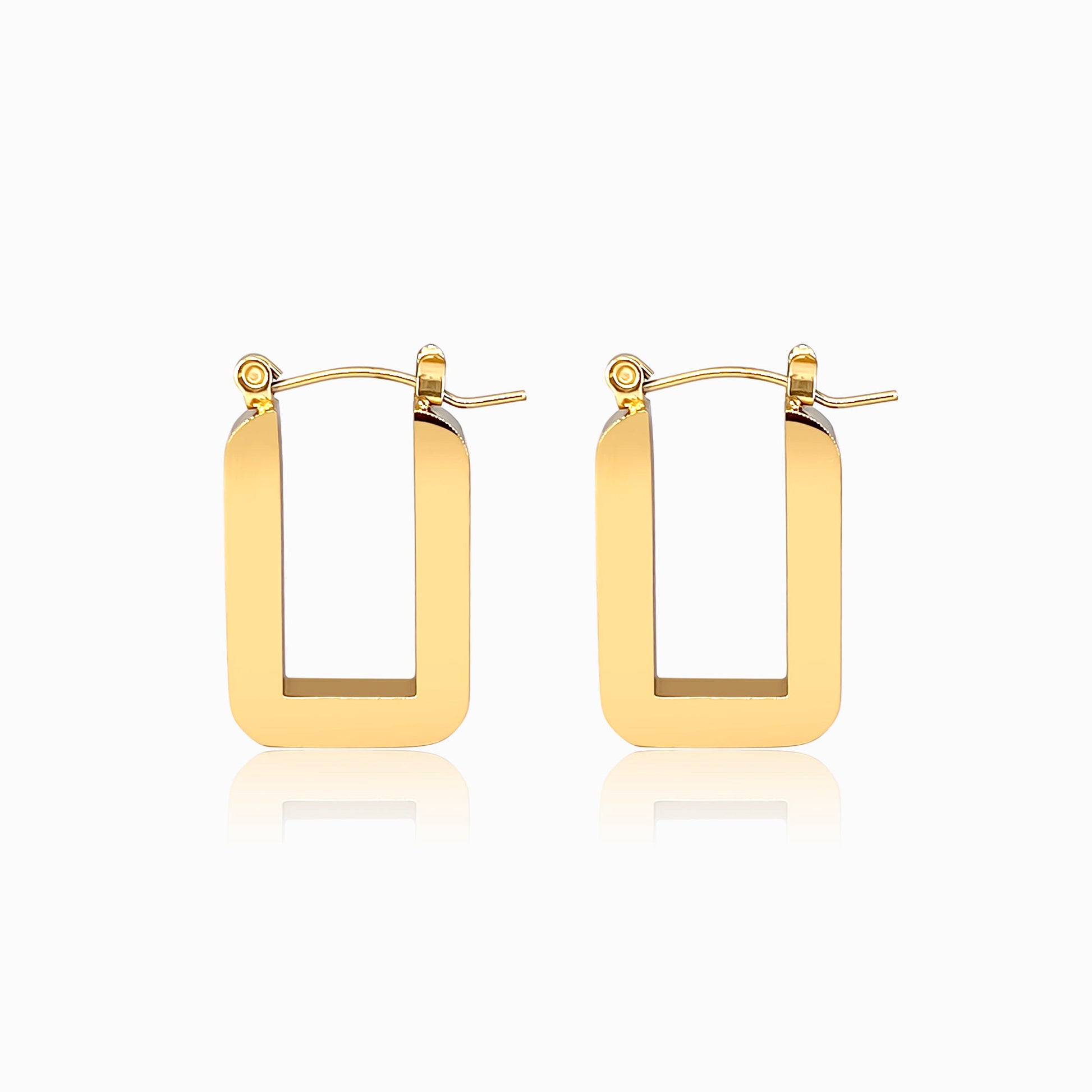 Retro Square Hoop Earrings | Gold