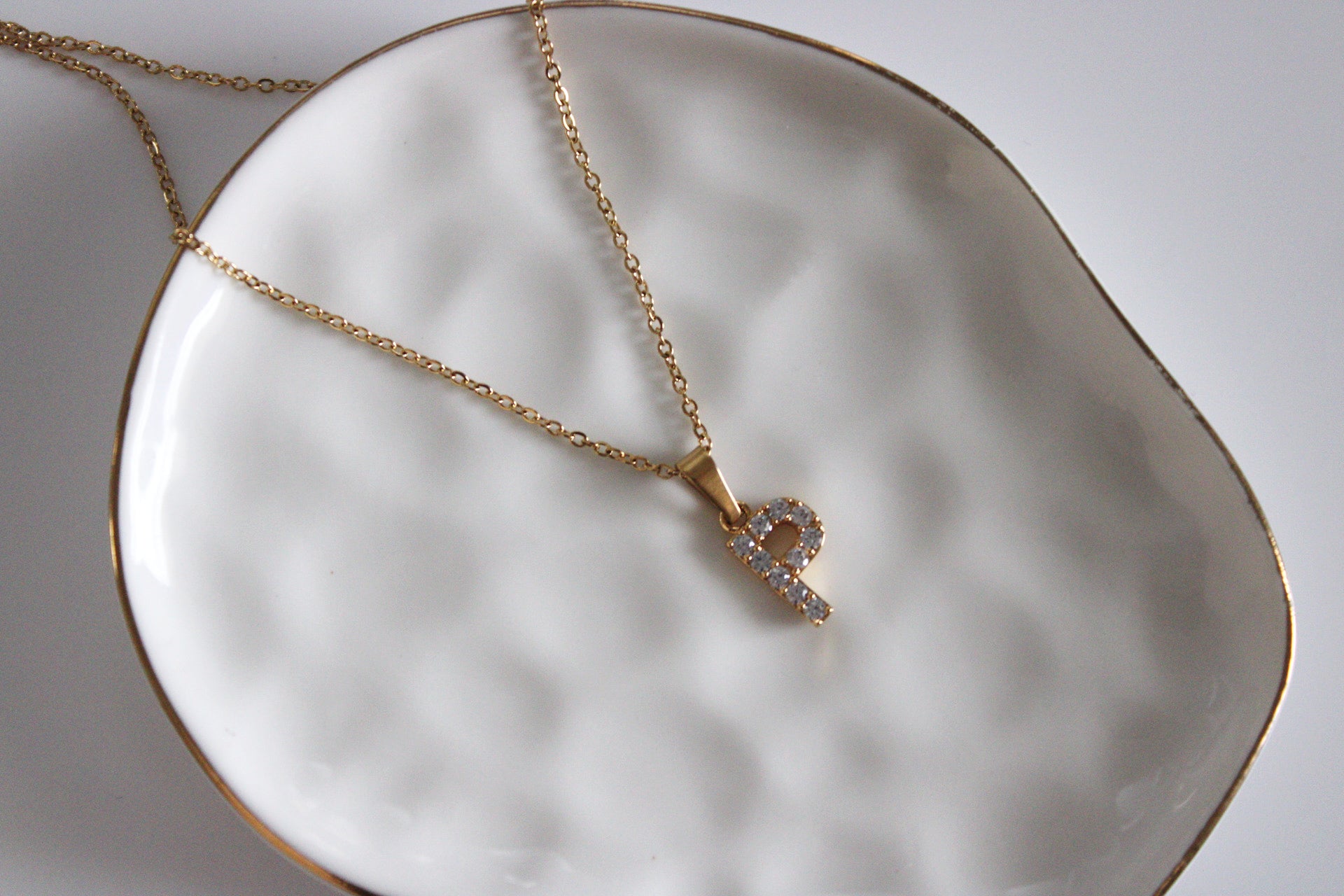 Dainty Pave Initial Necklace