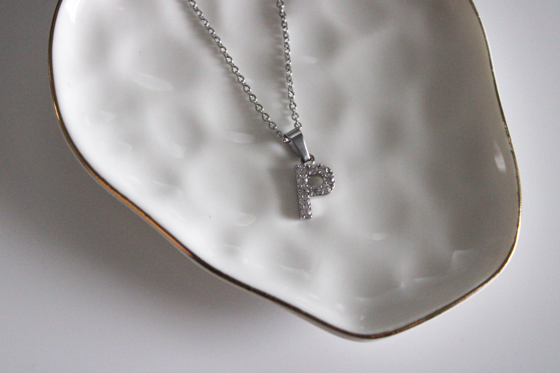 Dainty Pave Initial Necklace