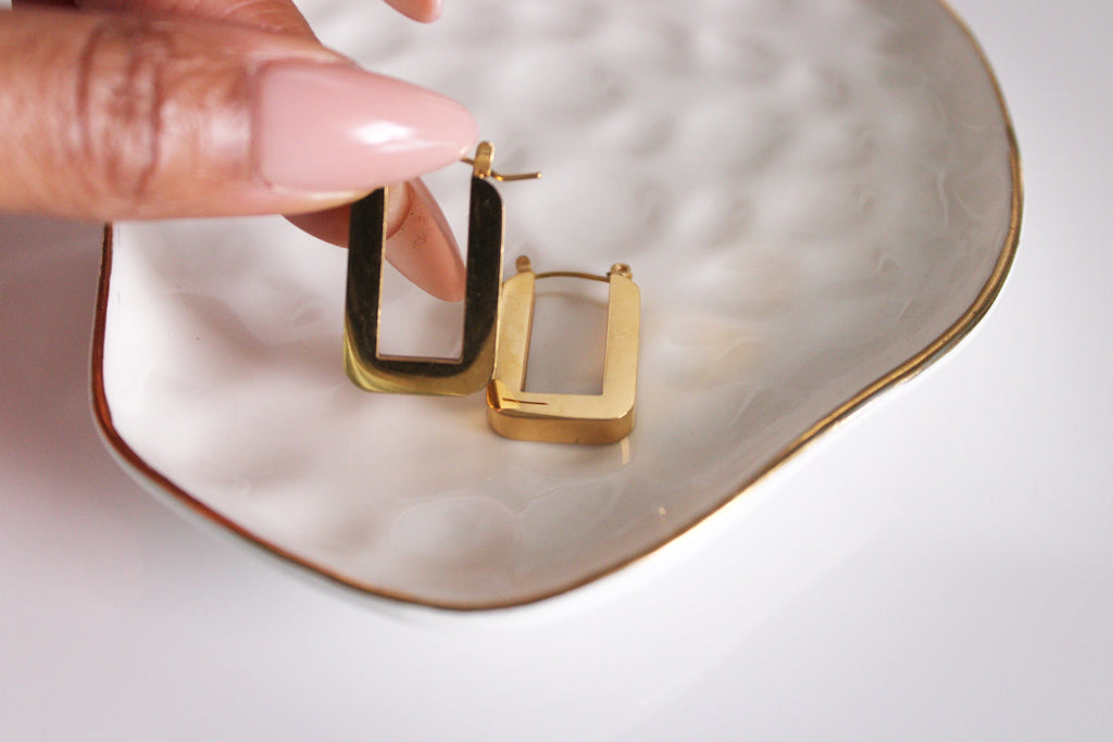 Retro Square Hoop Earrings | Gold