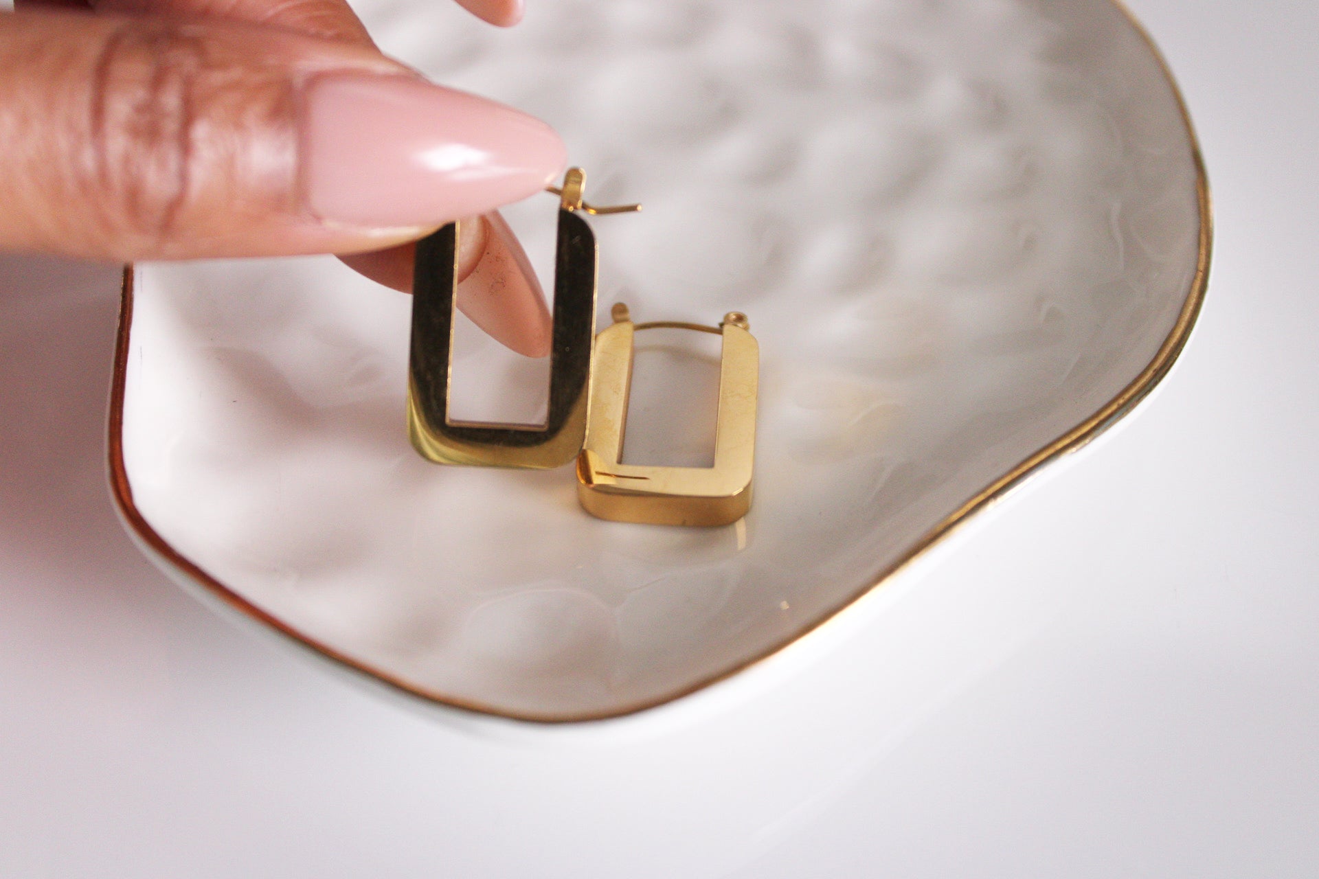Retro Square Hoop Earrings | Gold