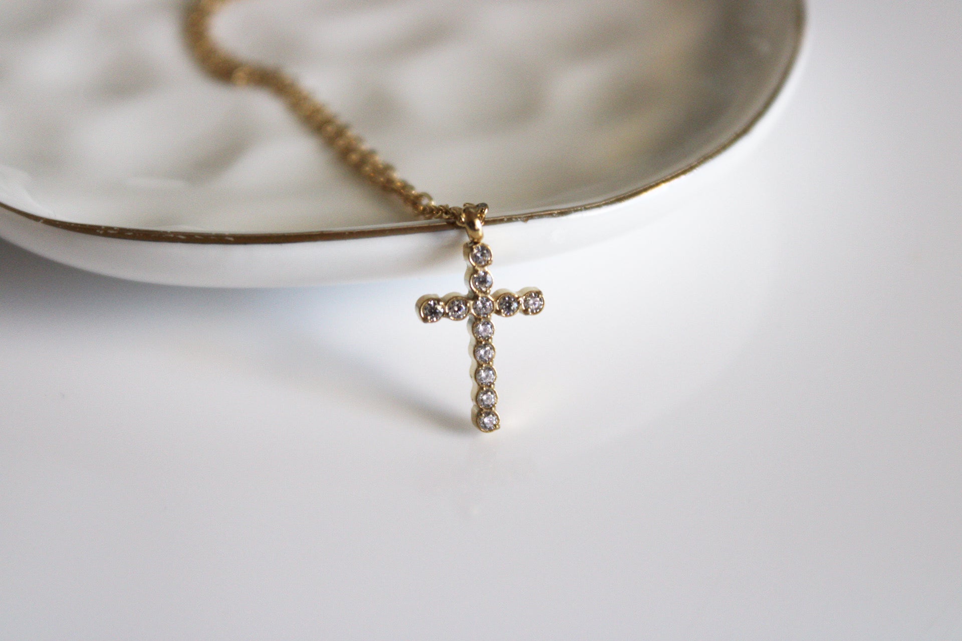 Dainty Pave Cross Necklace