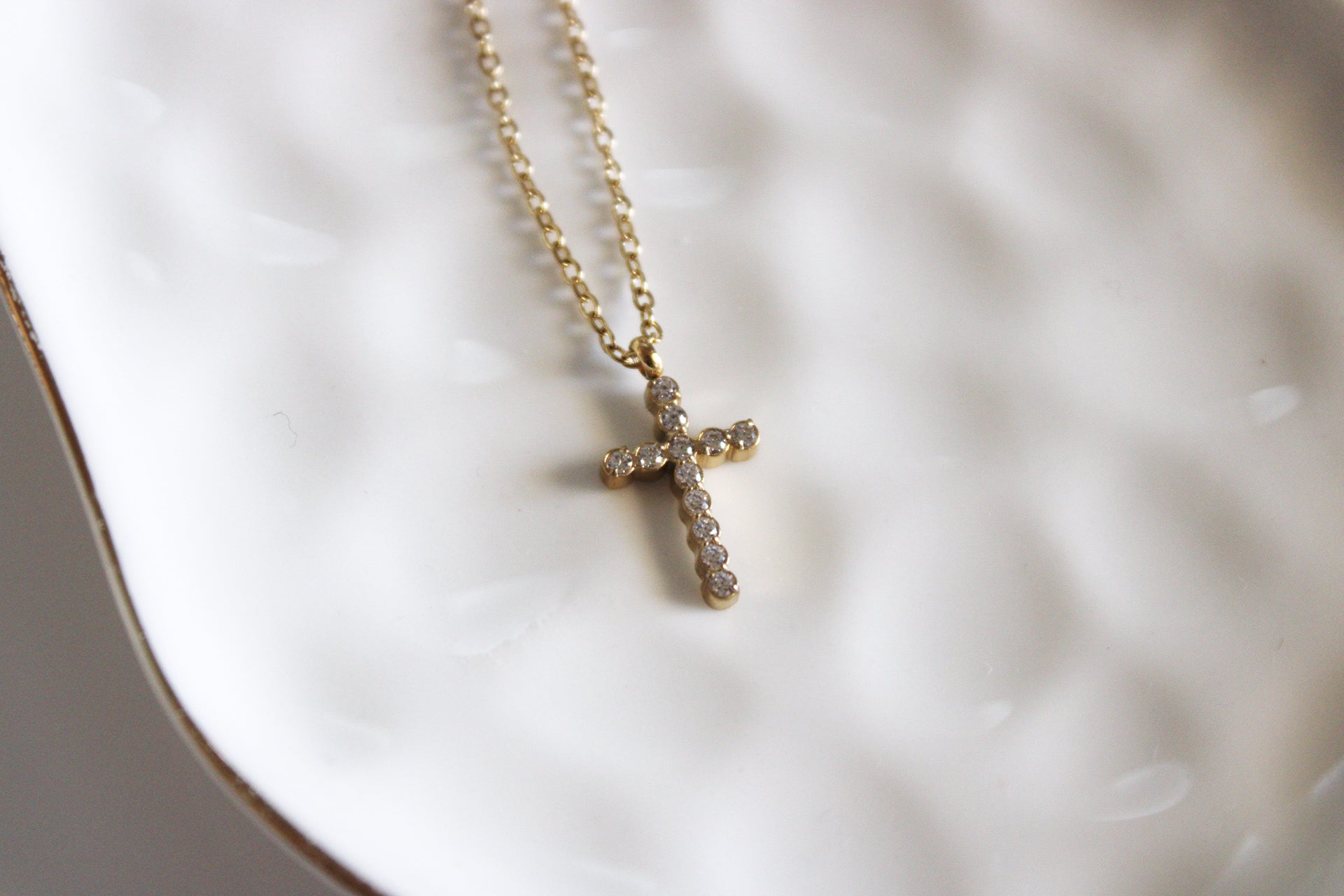 Dainty Pave Cross Necklace