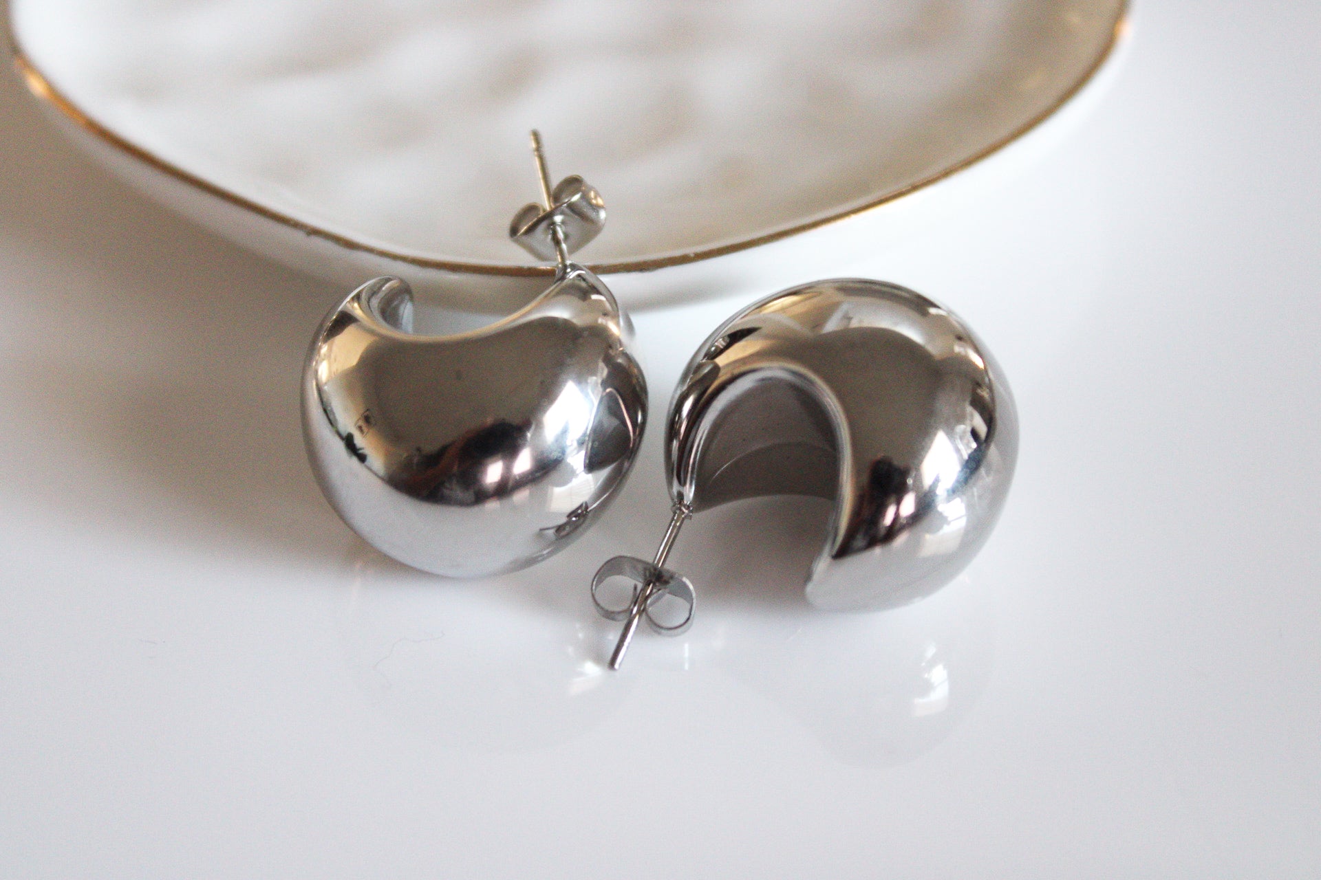 Small Bulb Stud Earrings | Silver