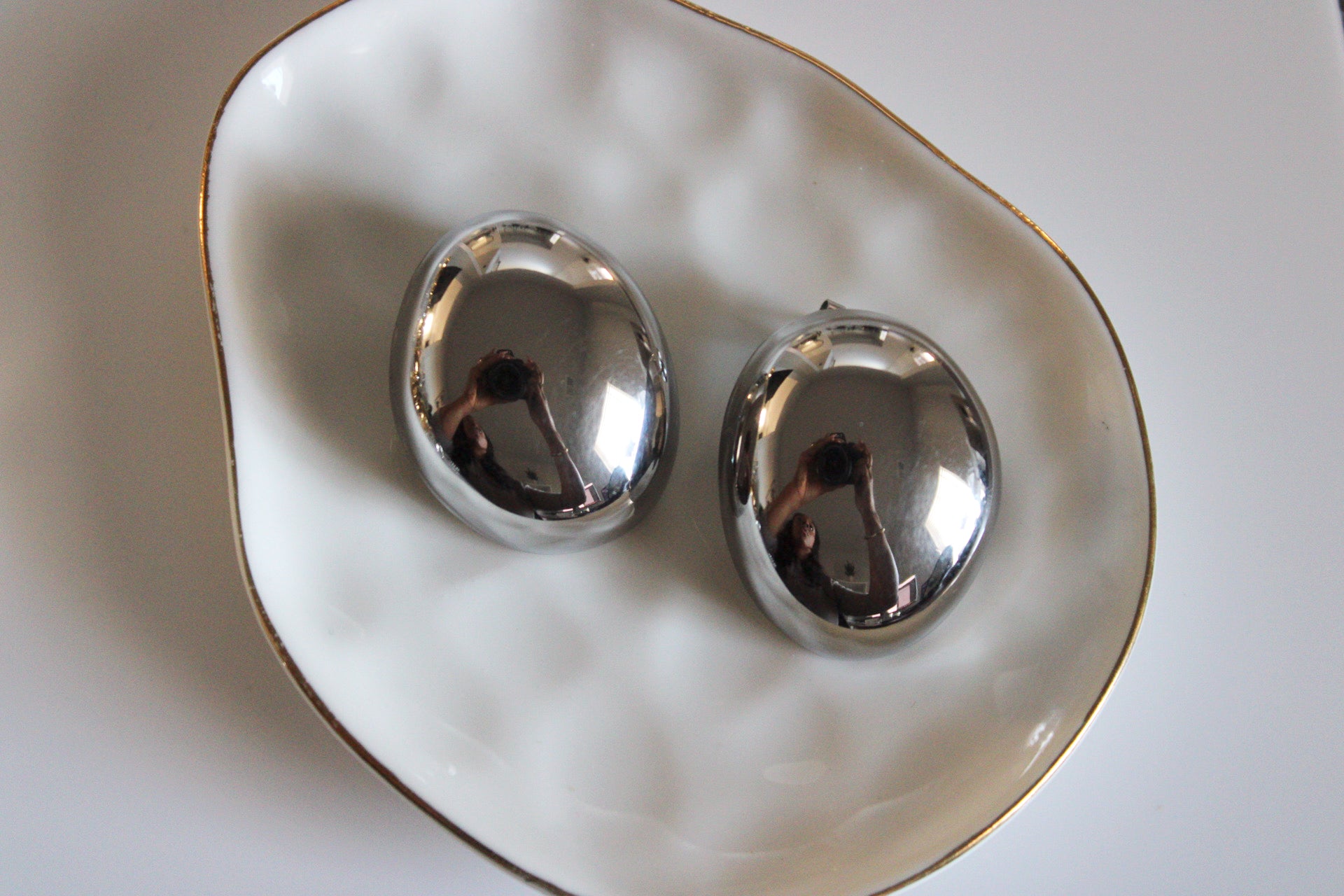 Oversized Oval Stud Earrings | Silver