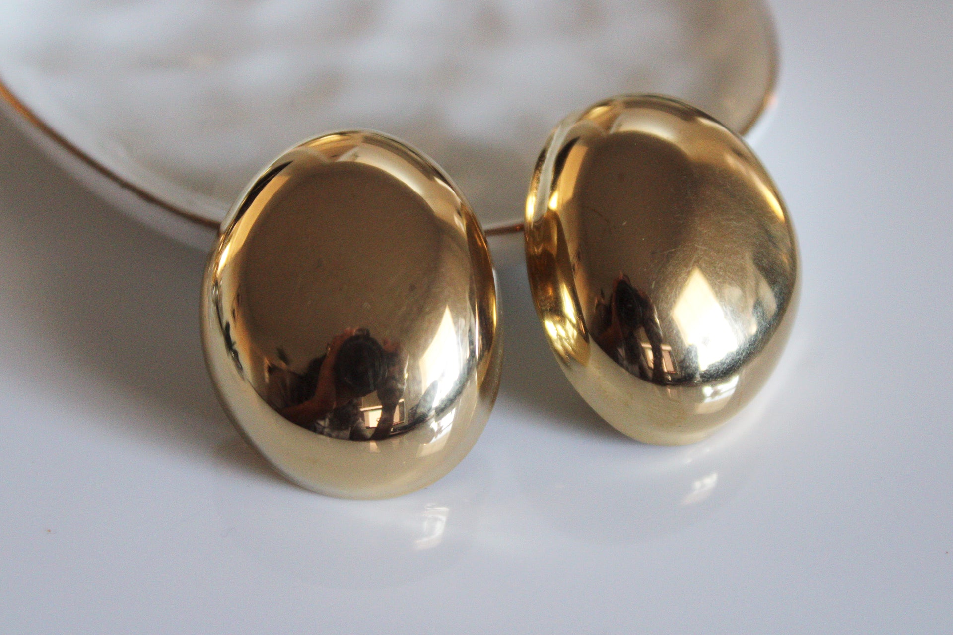 Oversized Oval Stud Earrings | Gold