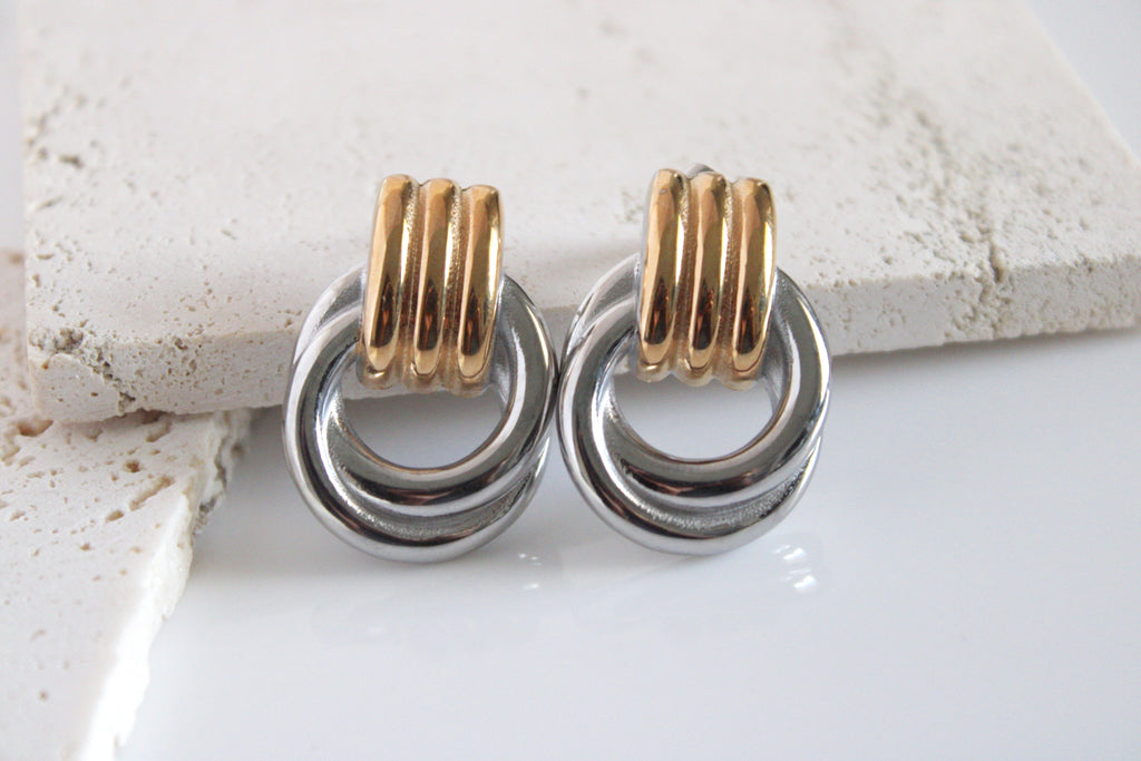 Rope Stud Earrings | Mixed Metal