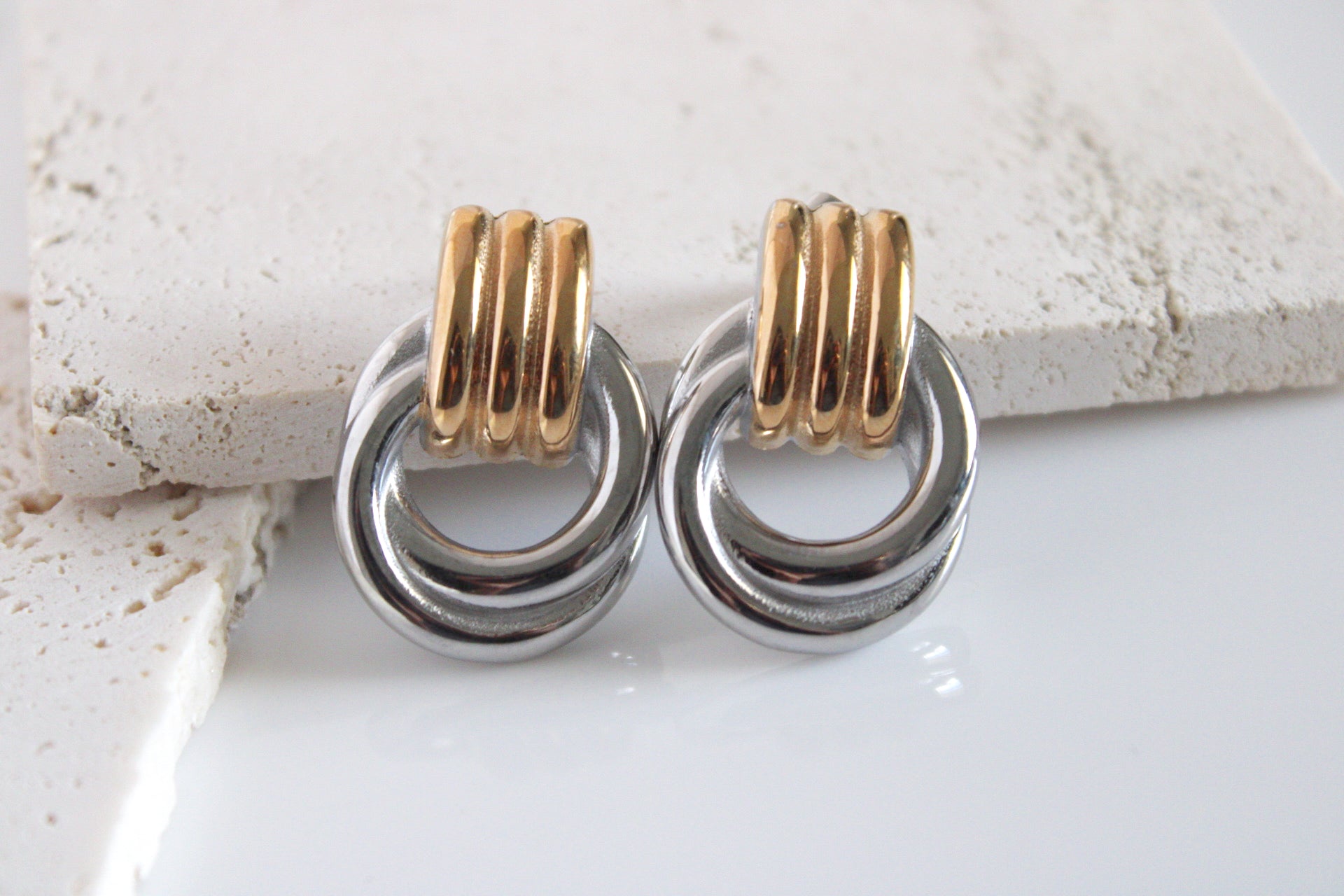 Rope Stud Earrings | Mixed Metal
