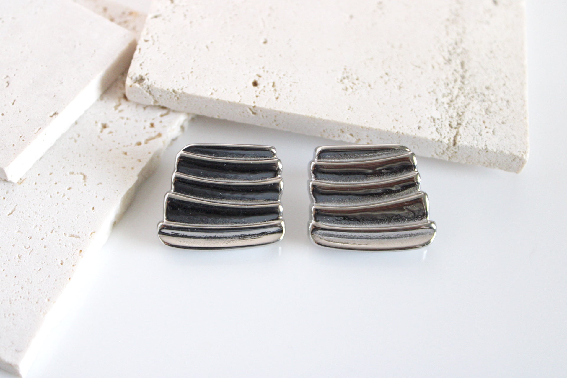 Lark Geometric Silver Earrings