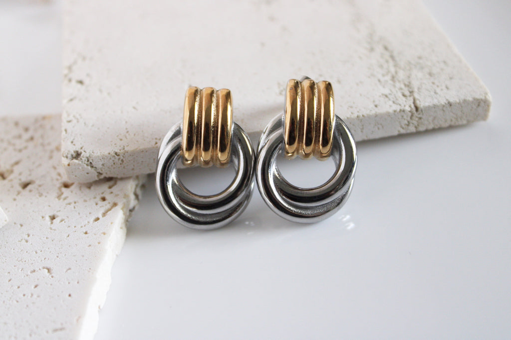 Rope Stud Earrings | Mixed Metal