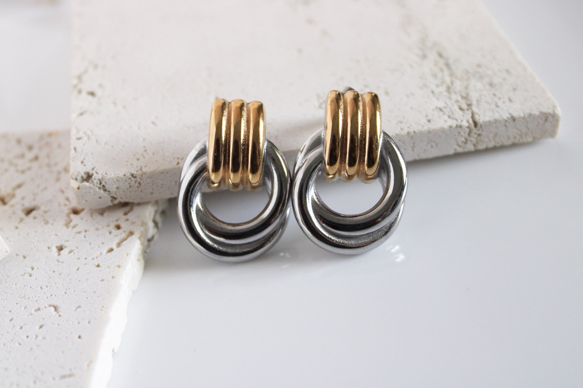 Rope Stud Earrings | Mixed Metal
