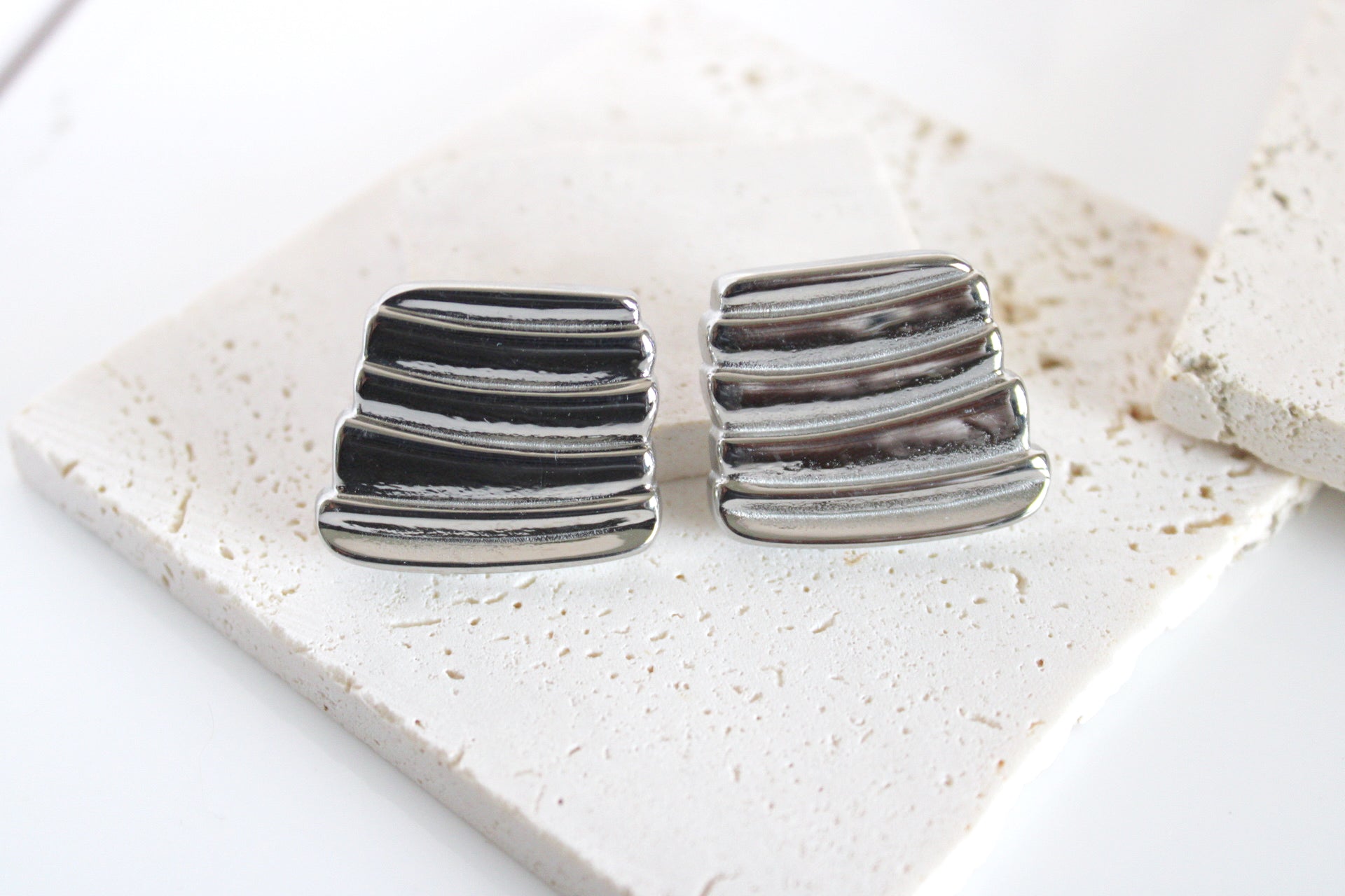 Lark Geometric Silver Earrings