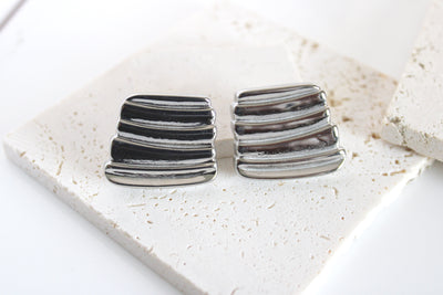 Lark Geometric Silver Earrings