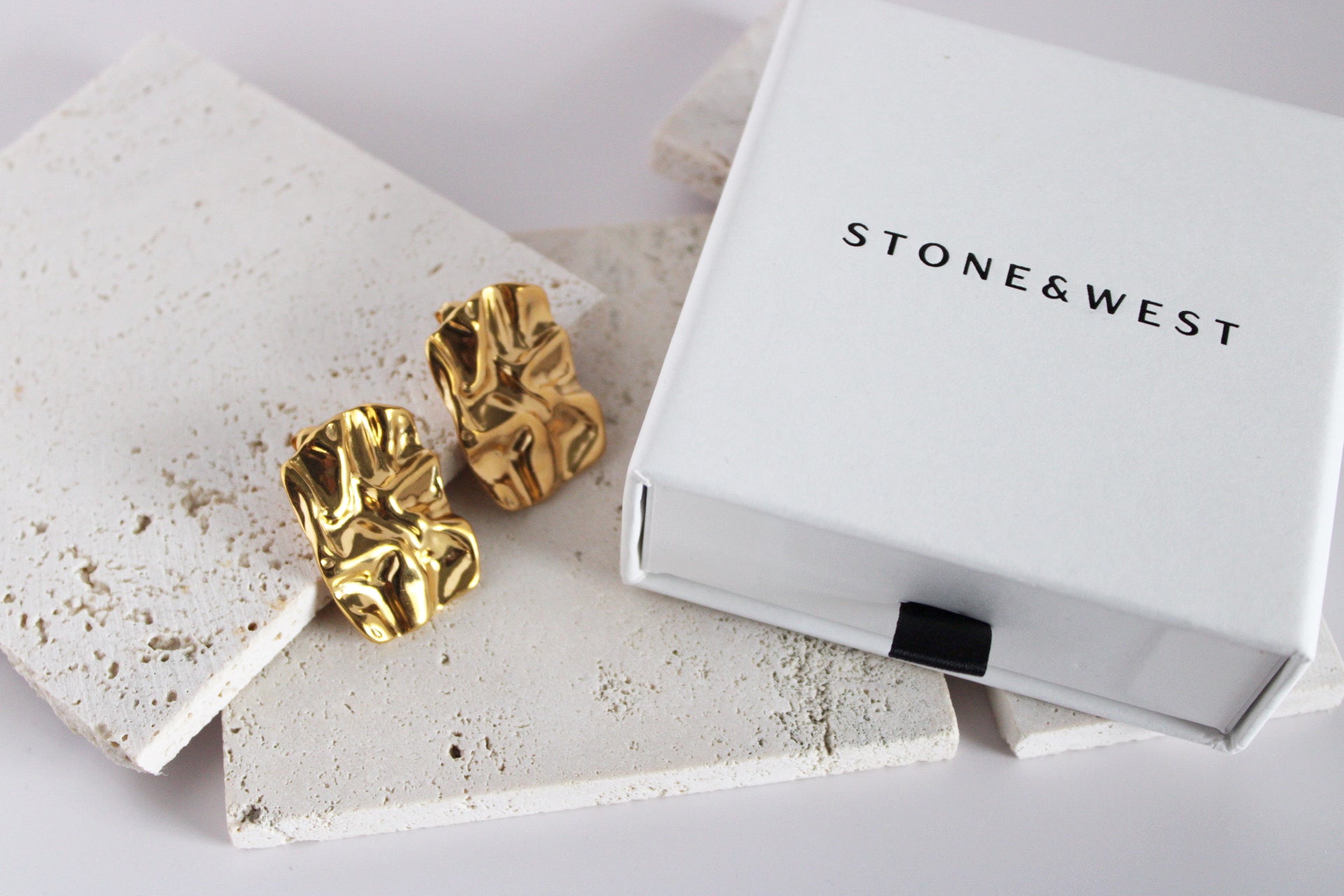 Hammered Texture Gold Earrings