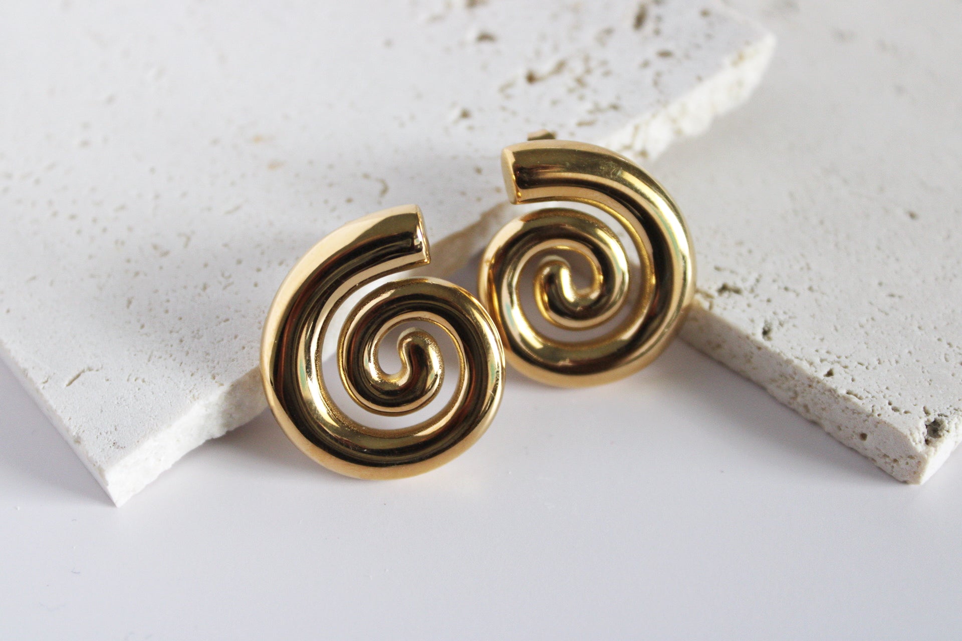 Spiral Gold Stud Earrings